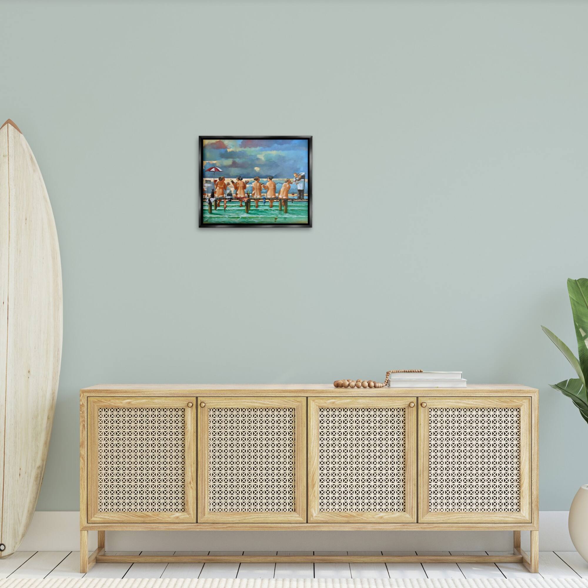 Stupell Industries Women on Dock with Tan Lines Floater Framed Art